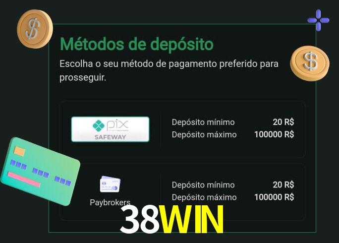 O cassino 38WINbet oferece uma grande variedade de métodos de pagamento